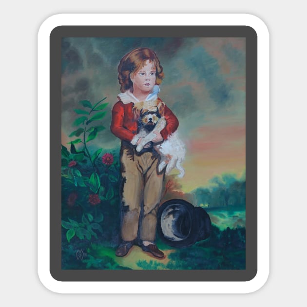 Chums, French Boy with Dog Sticker by Matt Starr Fine Art